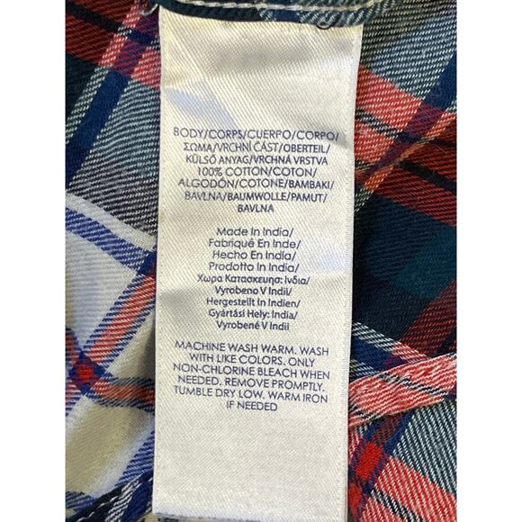 Chaps Denim Red Green White Plaid Flannel Shirt XL Cotton Long Sleeve Holiday - Picture 8 of 8